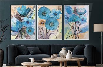 Alüminyum Çerçeveli Sanat Temalı 3lü Set CAM Tablo 0081