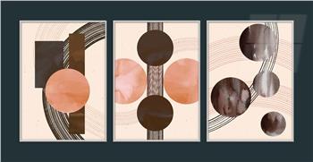 Alüminyum Çerçeveli Sanat Temalı 3lü Set MDF Tablo 0015