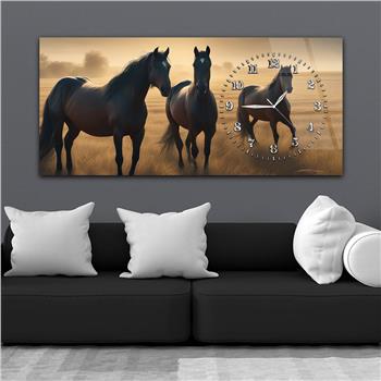 Yatay Saatli Yandan Sanat Temalı Cam Tablo 374