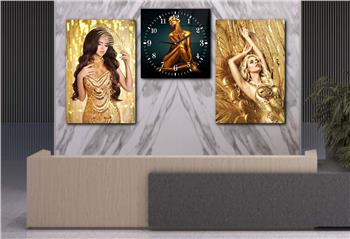 SANAT TEMALI CAM TABLO SAAT SETİ 