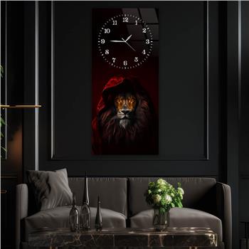 Dikey Üstten Saatli Sanat Temalı Cam Tablo 082