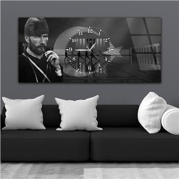 Tableau en verre sur le thème de la nation avec horloge centrale horizontale  055