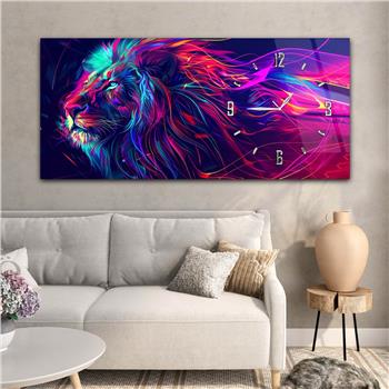 Yatay Saatli Yandan Sanat Temalı Cam Tablo 342