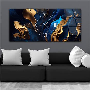 Yatay Ortadan Saatli  Sanat ve Doğa Temalı Cam Tablo 068