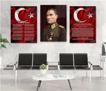  3lü Set VatanTemalı Cam Tablo 32