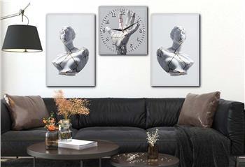 SANAT TEMALI CAM TABLO SAAT SETİ 