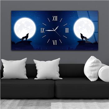 Horizontaal, in Het Midden Voorzien Van Een Klok, Kunst En Natuur Thema Gehard Glasschilderij 100