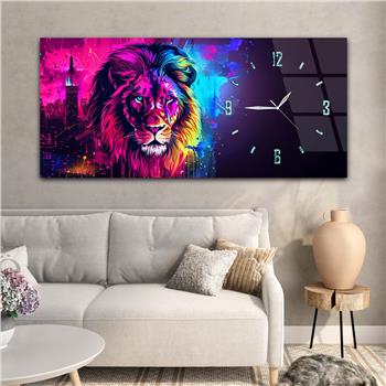 Yatay Saatli Yandan Sanat Temalı Cam Tablo 327