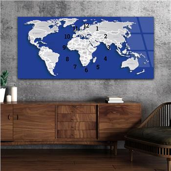 Yatay Saatli Ortadan Vatan Temalı Cam Tablo 091