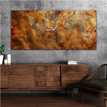 Yatay Saatli Ortadan Vatan Temalı Cam Tablo 107