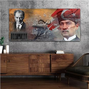 Horizontal bedrucktes Glas mit Nationenthema und einer Uhr in der Mitte 069