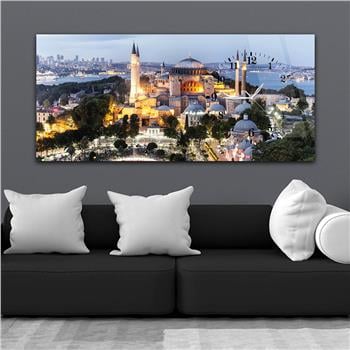 لوحة زجاجية أفقية ذات طابع ديني مع ساعة جانبية 035