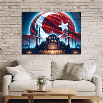 Yatay VatanTemalı Cam Tablo 125