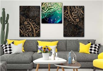 Kunst Thematisches 2-teiliges bedrucktes Glas und Uhrenset