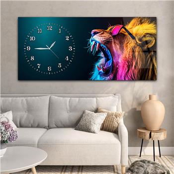 Yatay Saatli Yandan Sanat Temalı Cam Tablo 324