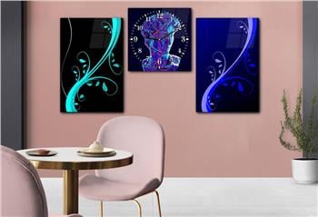 Kunst Thematisches 2-teiliges bedrucktes Glas und Uhrenset