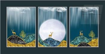 Alüminyum Çerçeveli Sanat Temalı 3lü Set MDF Tablo 0042
