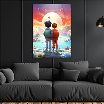 Dikey Sanat Temalı Cam Tablo 538