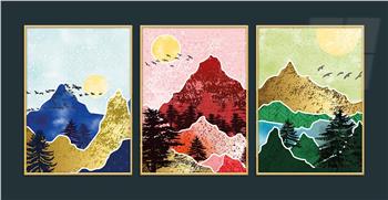 Alüminyum Çerçeveli Sanat Temalı 3lü Set MDF Tablo 0020