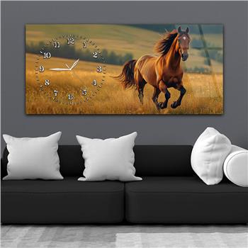 Yatay Saatli Yandan Sanat Temalı Cam Tablo 301