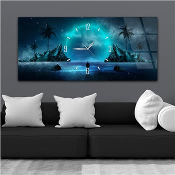 Yatay Saatli Ortadan Sanat Temalı Cam Tablo126