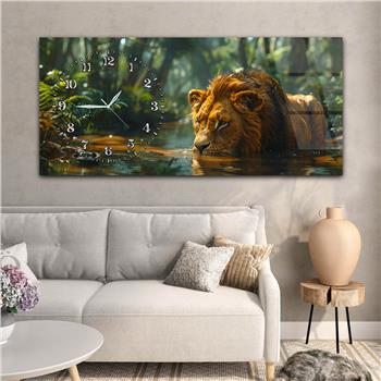 Yatay Saatli Yandan Sanat Temalı Cam Tablo 361