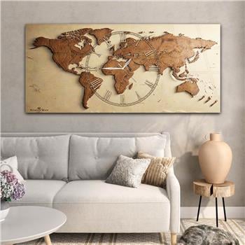 Yatay Saatli Ortadan Vatan Temalı Cam Tablo 118