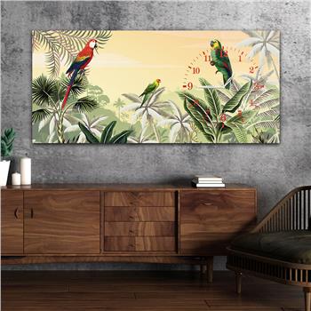 Horizontal bedrucktes Glas mit Kunst und Naturthema und einer Uhr an der Seite 063