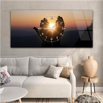 Tableau en verre à thème religieux avec horloge centrale horizontale  033