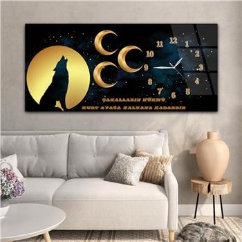 Horizontal bedrucktes Glas mit Nationenthema und einer Uhr an der Seite 017