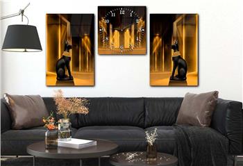 SANAT TEMALI CAM TABLO SAAT SETİ 