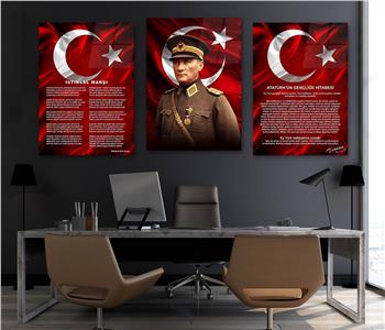  3lü Set VatanTemalı Cam Tablo 35