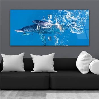 Yatay Ortadan Saatli  Sanat ve Doğa Temalı Cam Tablo 110