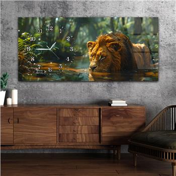 Yatay Saatli Yandan Sanat Temalı Cam Tablo 361