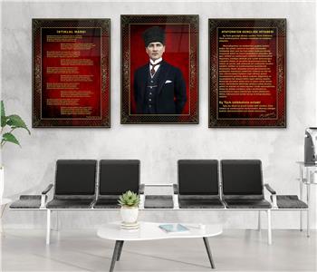  3lü Set VatanTemalı Cam Tablo 18