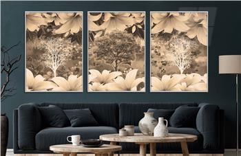 Alüminyum Çerçeveli Sanat Temalı 3lü Set CAM Tablo 0051