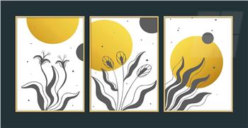 Alüminyum Çerçeveli Sanat Temalı 3lü Set MDF Tablo 0010