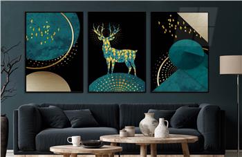 Alüminyum Çerçeveli Sanat Temalı 3lü Set CAM Tablo 0036