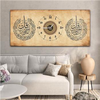 Tableau en verre à thème religieux avec horloge centrale horizontale  074