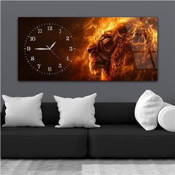 Yatay Saatli Yandan Sanat Temalı Cam Tablo 319