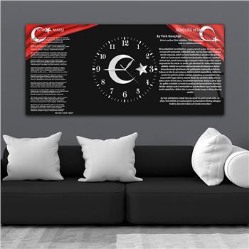 Horizontal bedrucktes Glas mit Nationenthema und einer Uhr in der Mitte 005