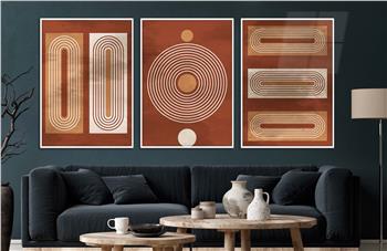 Alüminyum Çerçeveli Sanat Temalı 3lü Set CAM Tablo 0053