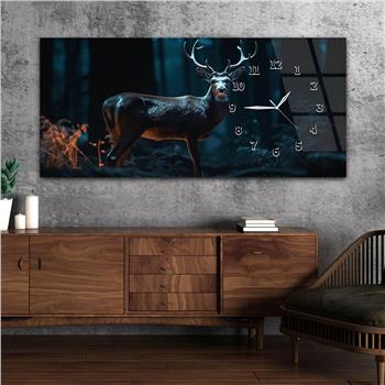 Horizontal bedrucktes Glas mit Kunst und Naturthema und einer Uhr an der Seite 182