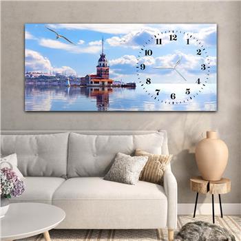 Yatay Saatli Yandan Sanat Temalı Cam Tablo 242