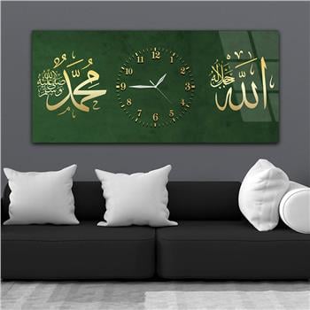 Tableau en verre à thème religieux avec horloge centrale horizontale  061