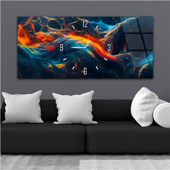 Yatay Saatli Ortadan Sanat Temalı Cam Tablo115