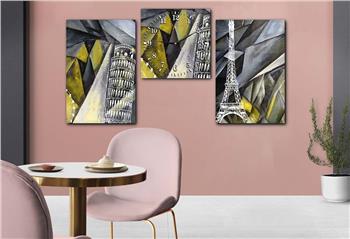 SANAT TEMALI  CAM TABLO SAAT SETİ 