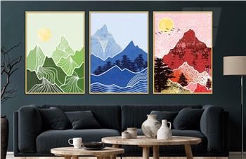 Alüminyum Çerçeveli Sanat Temalı 3lü Set CAM Tablo 0019