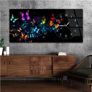 Yatay Saatli Yandan Sanat Temalı Cam Tablo 254