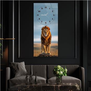 Dikey Üstten Saatli Sanat Temalı Cam Tablo 095